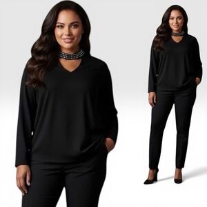 TORRID Georgette Mock Neck Back KeyHole V-Neck Semi-Sheer Blouse NWT Size 3X